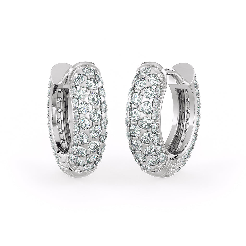 18ct White Gold Pavé Set Diamond Hoop Earrings