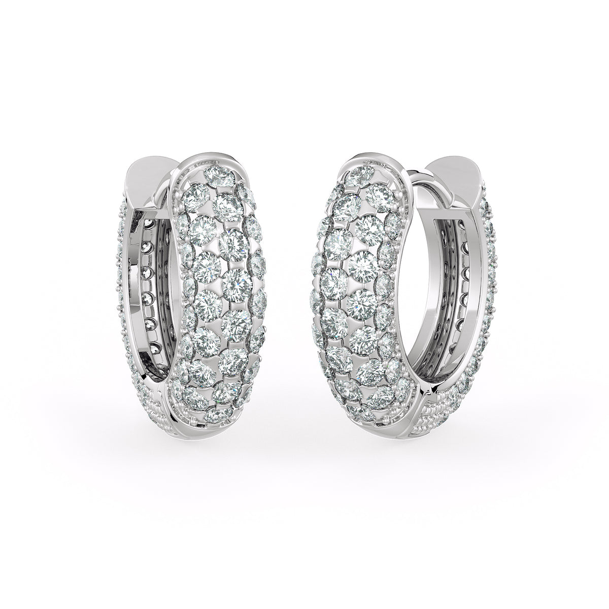 18ct White Gold Pavé Set Diamond Hoop Earrings