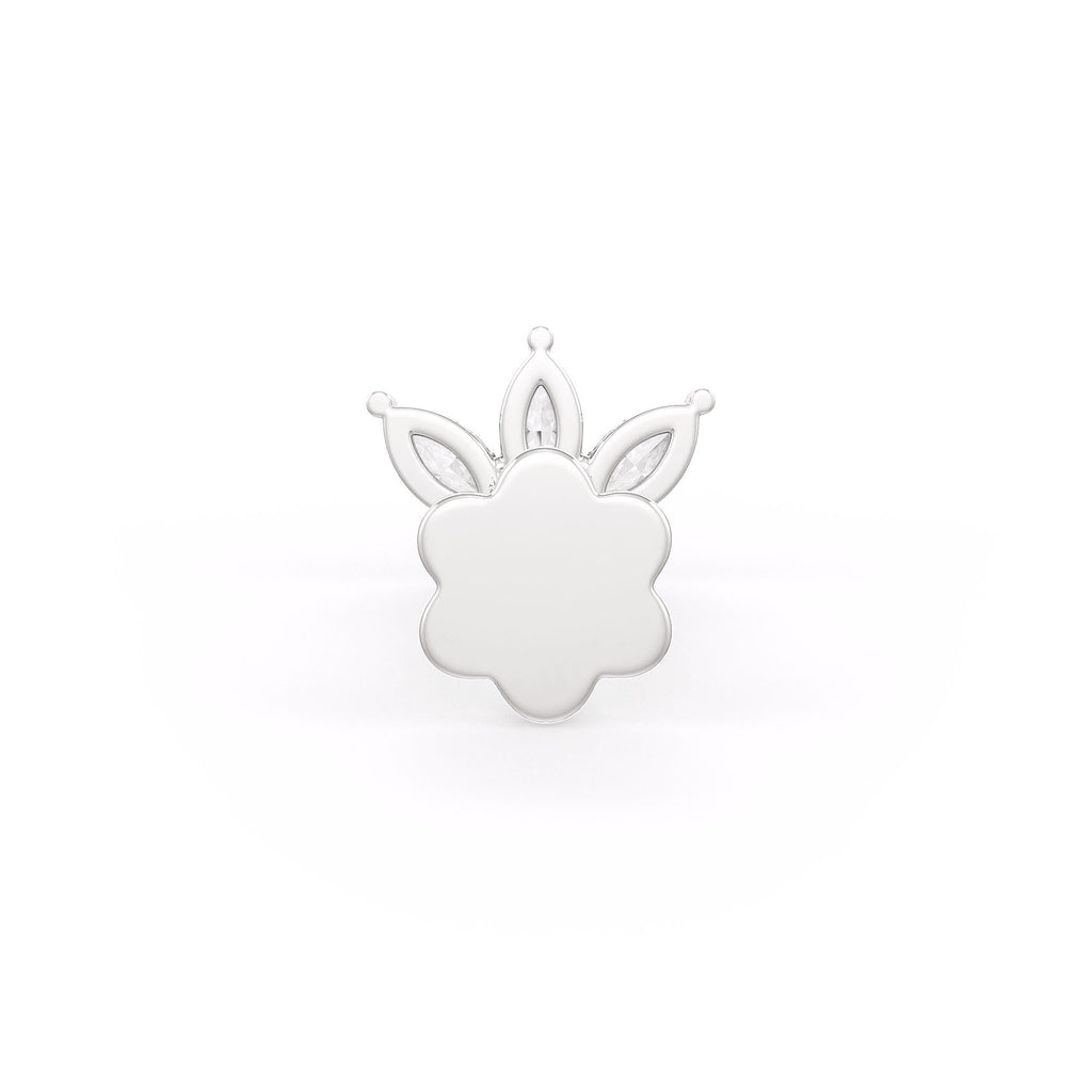 Marquise Diamond Nose Pin Lotus Stud 18ct White Gold