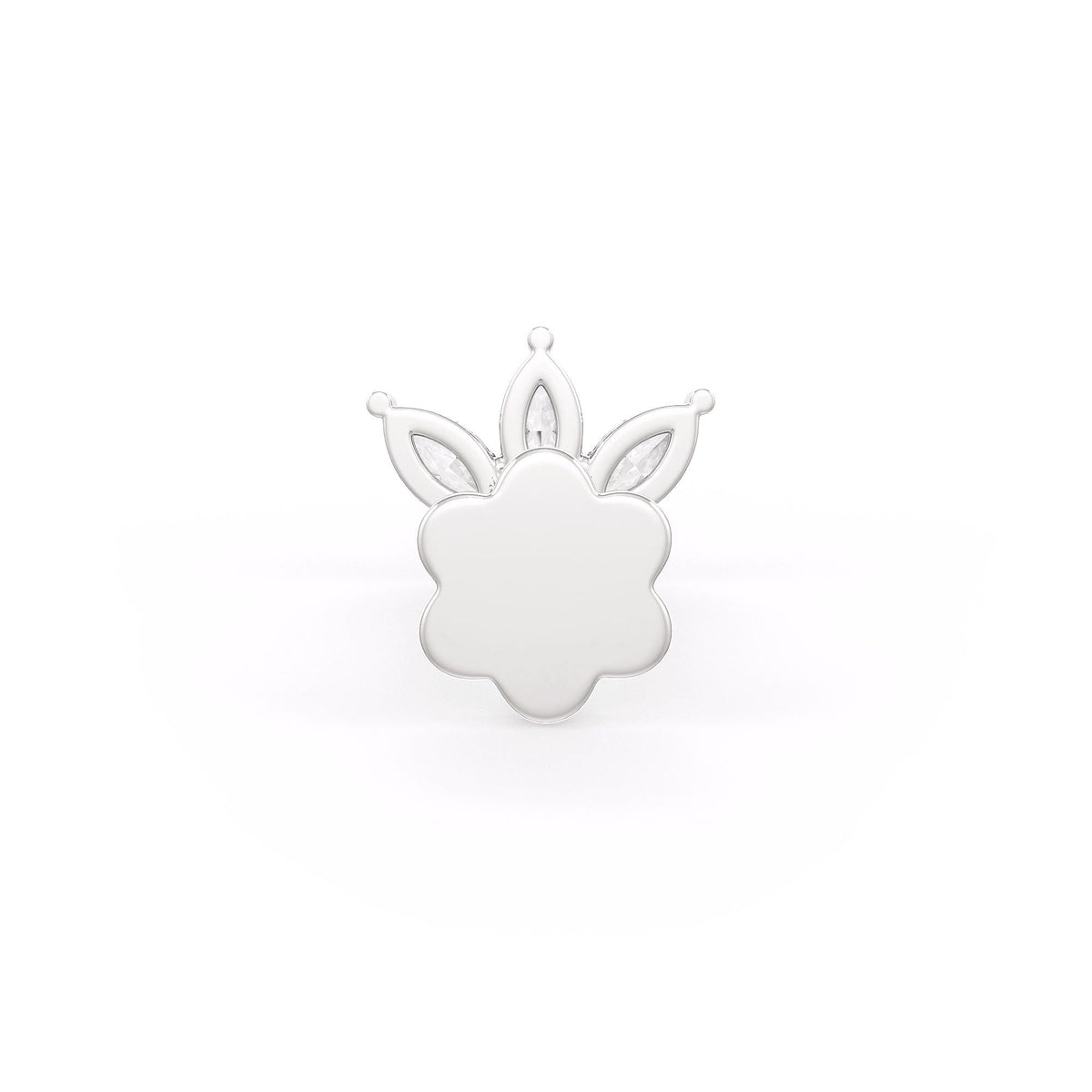 Marquise Diamond Nose Pin Lotus Stud 18ct White Gold
