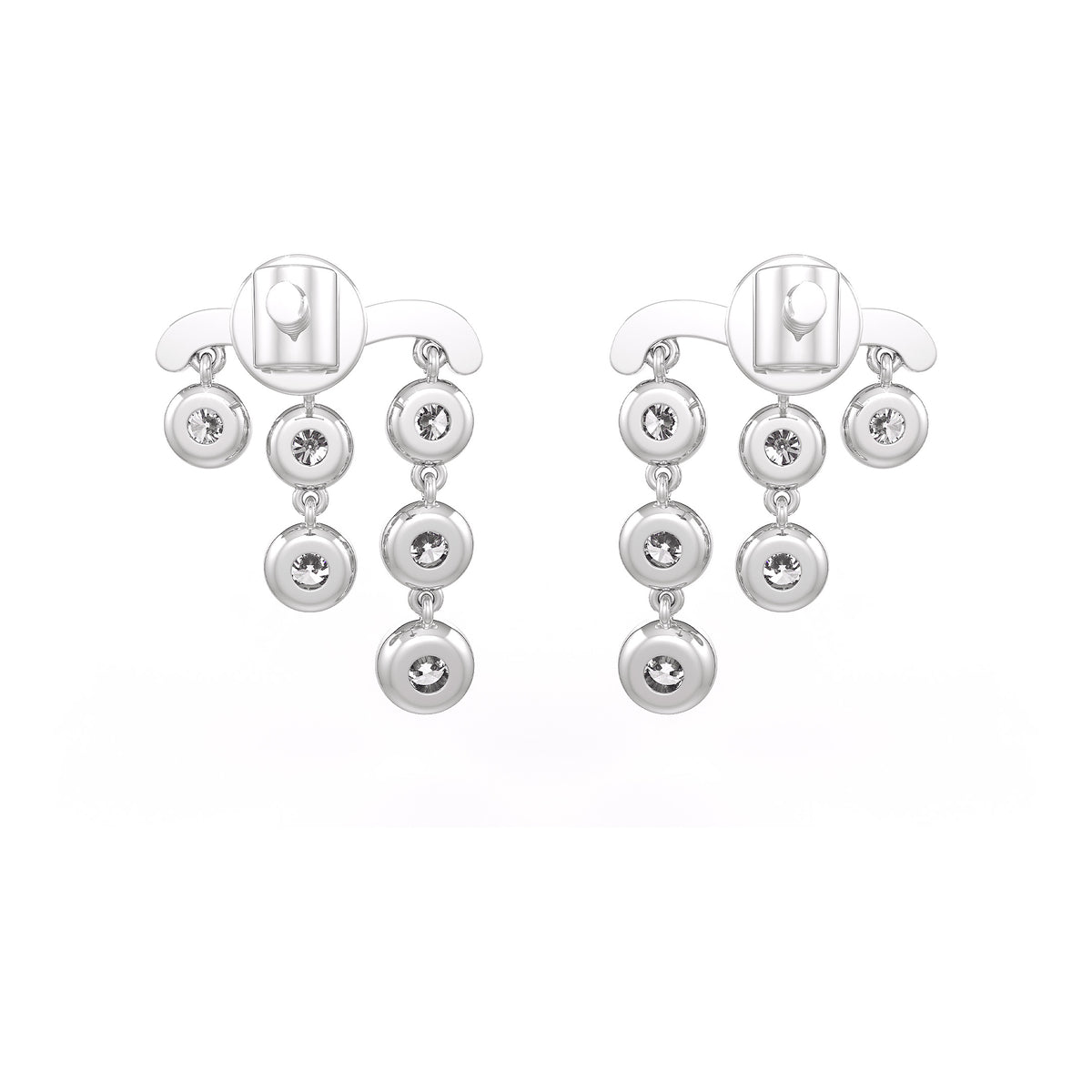 Boucles d'oreilles en or blanc 18 carats serties de diamants 1 carat, forme goutte de pluie.