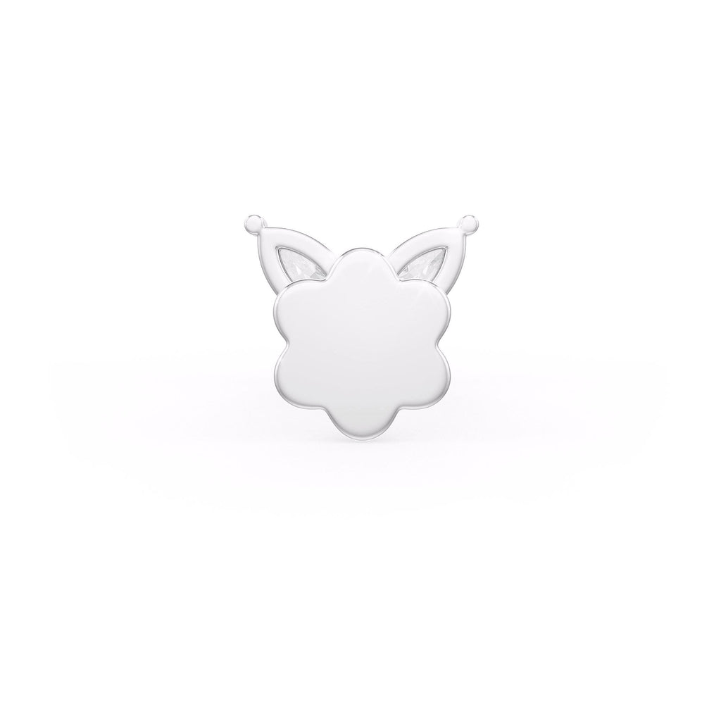 Backview of white gold butterfly nose stud