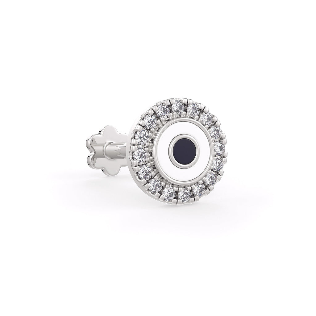 Fine 18ct gold nose piercing with diamond accents