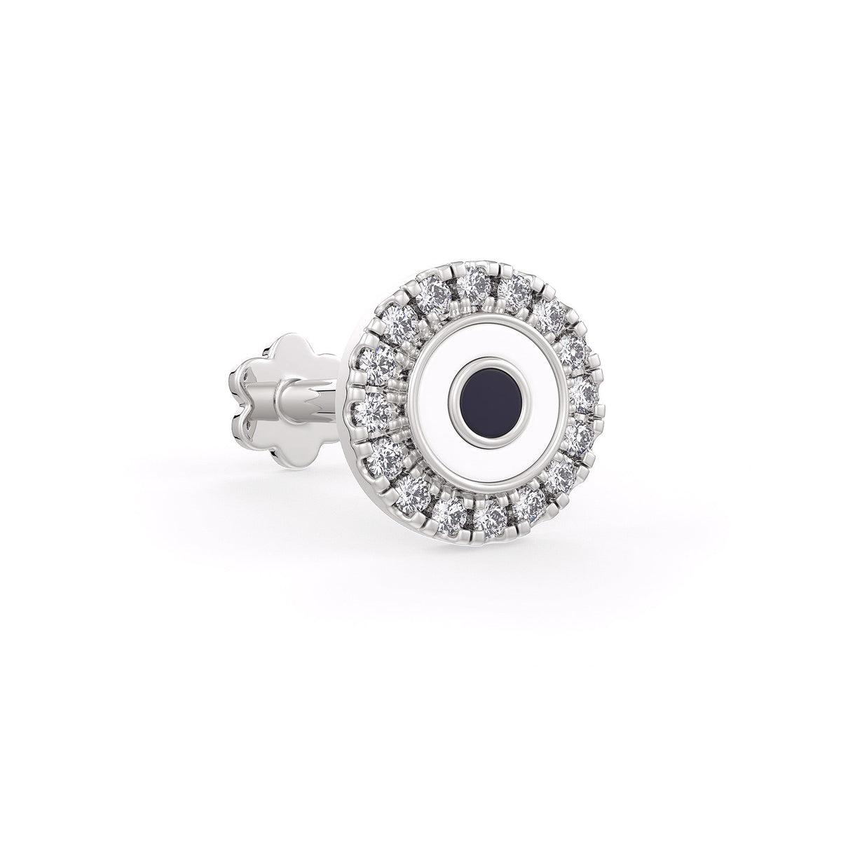 Fine 18ct gold nose piercing with diamond accents