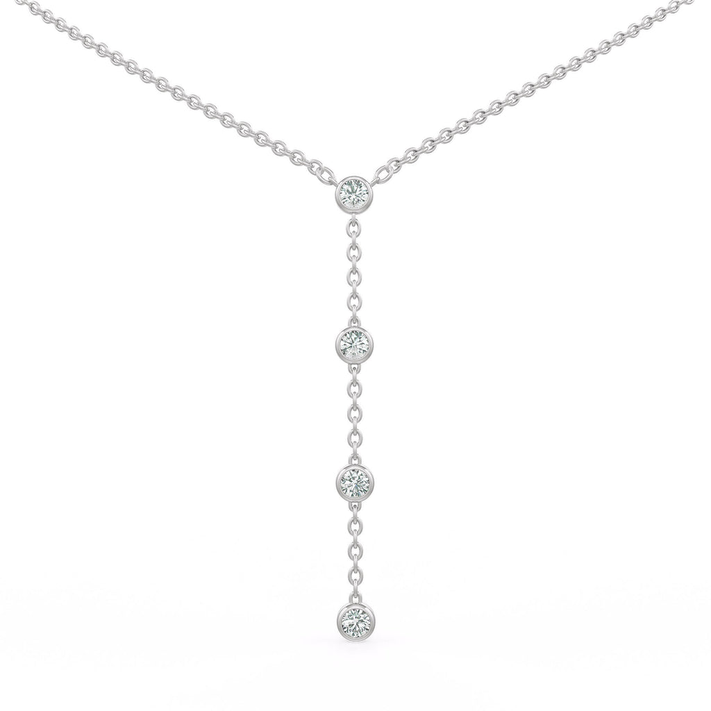 18ct white gold stunning diamond lariat necklace