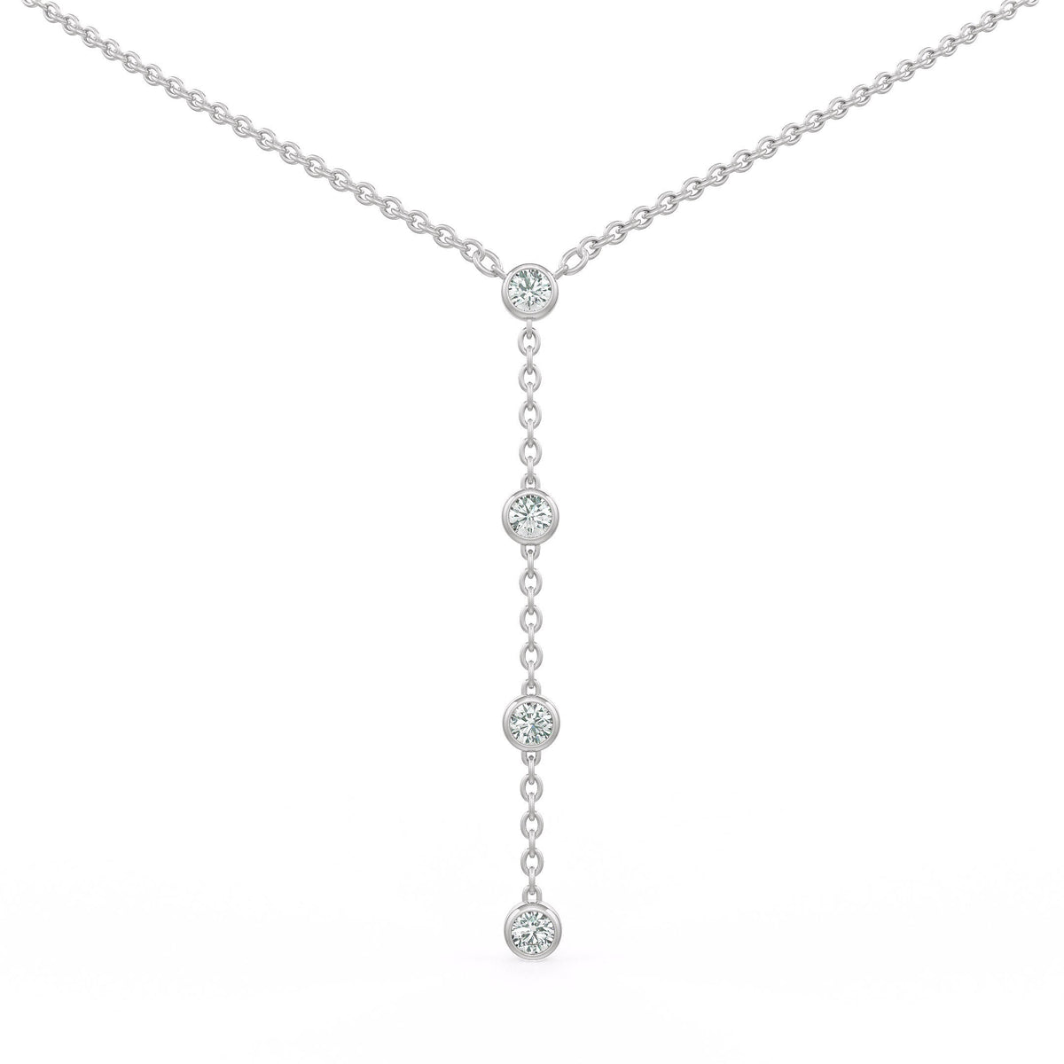 18ct white gold stunning diamond lariat necklace