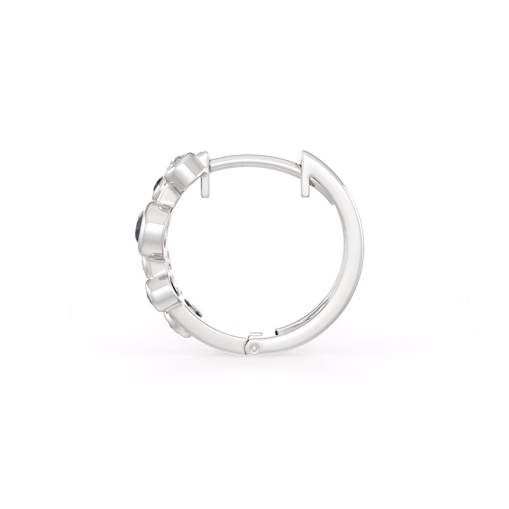 Diamond Sapphire Bubble Hoops Earrings 18ct White Gold