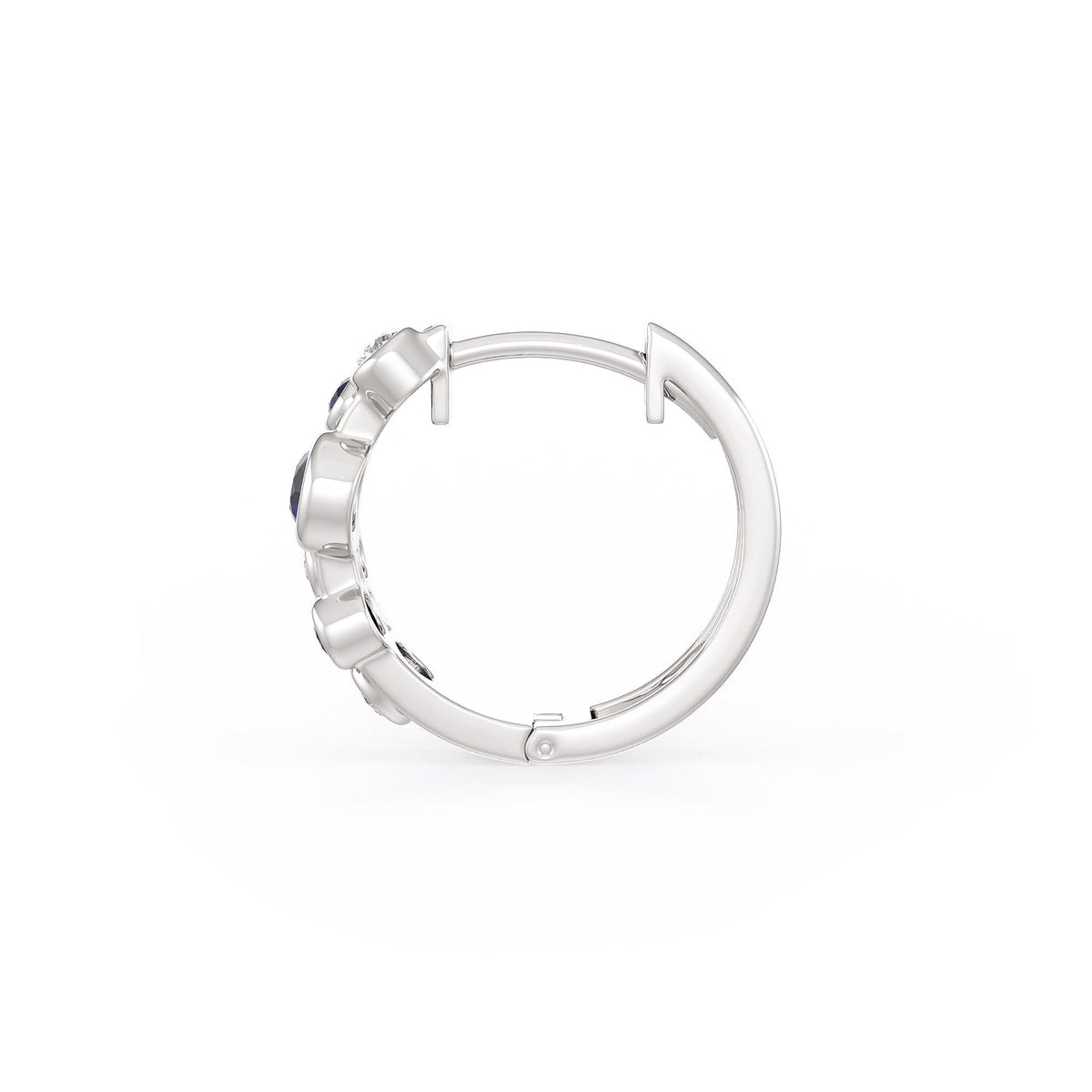 Diamond Sapphire Bubble Hoops Earrings 18ct White Gold