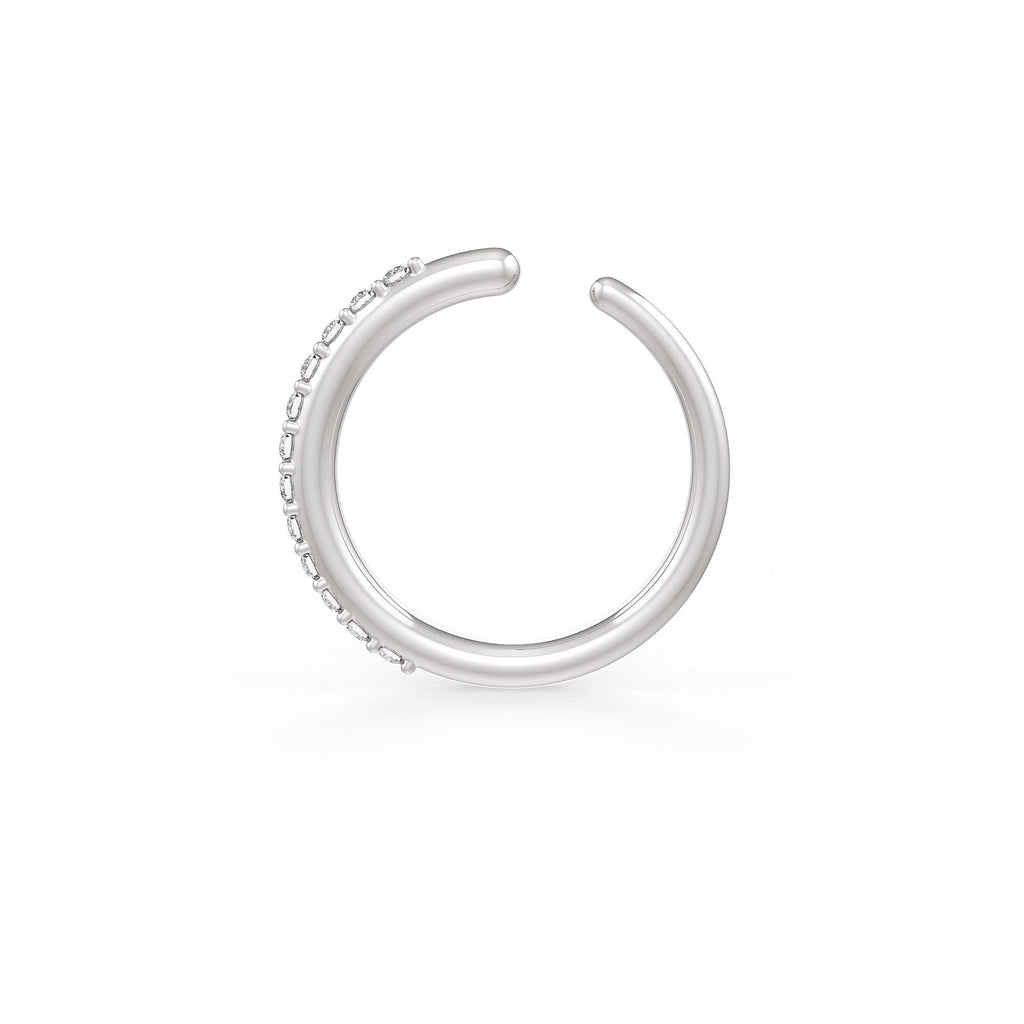 Diamond Skinny Nose Ring Eternity Hoop 18ct White Gold