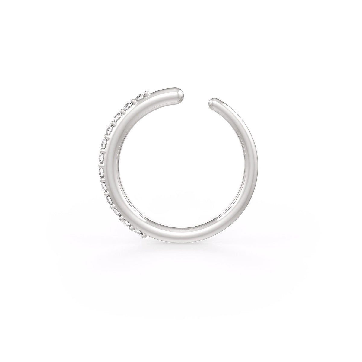 Diamond Skinny Nose Ring Eternity Hoop 18ct White Gold