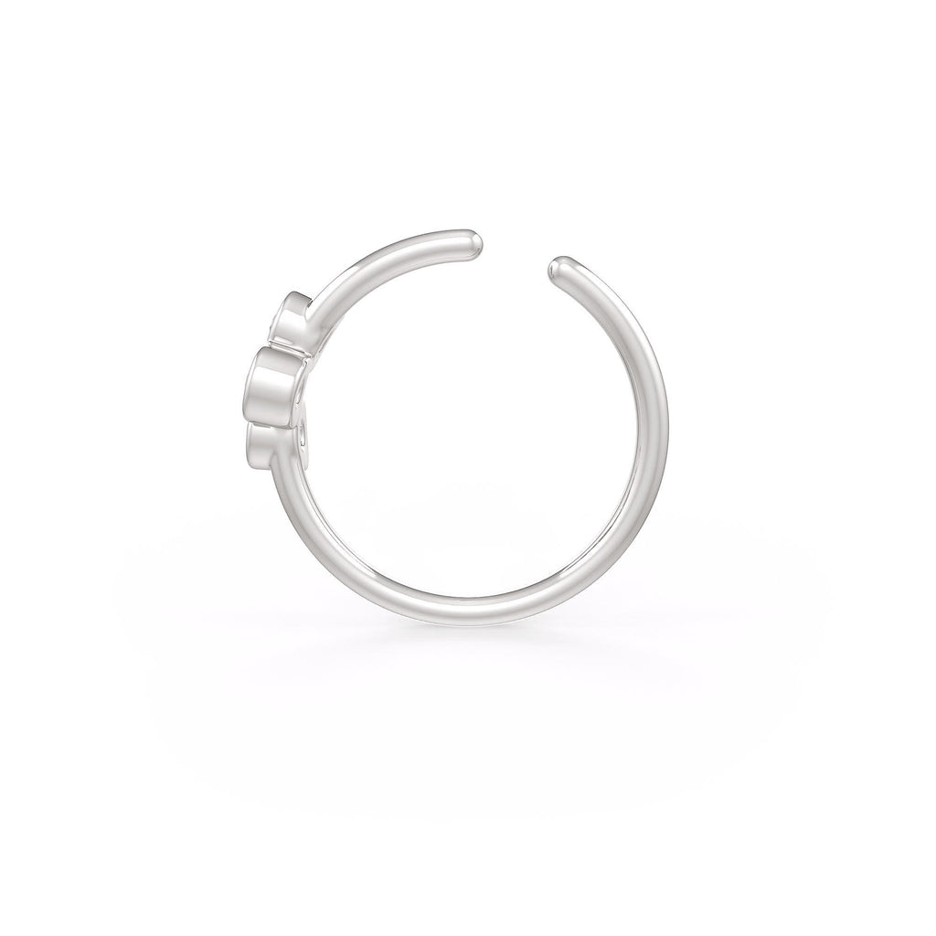 Skinny Diamond Nose Hoop Trilogy Ring 18ct White Gold