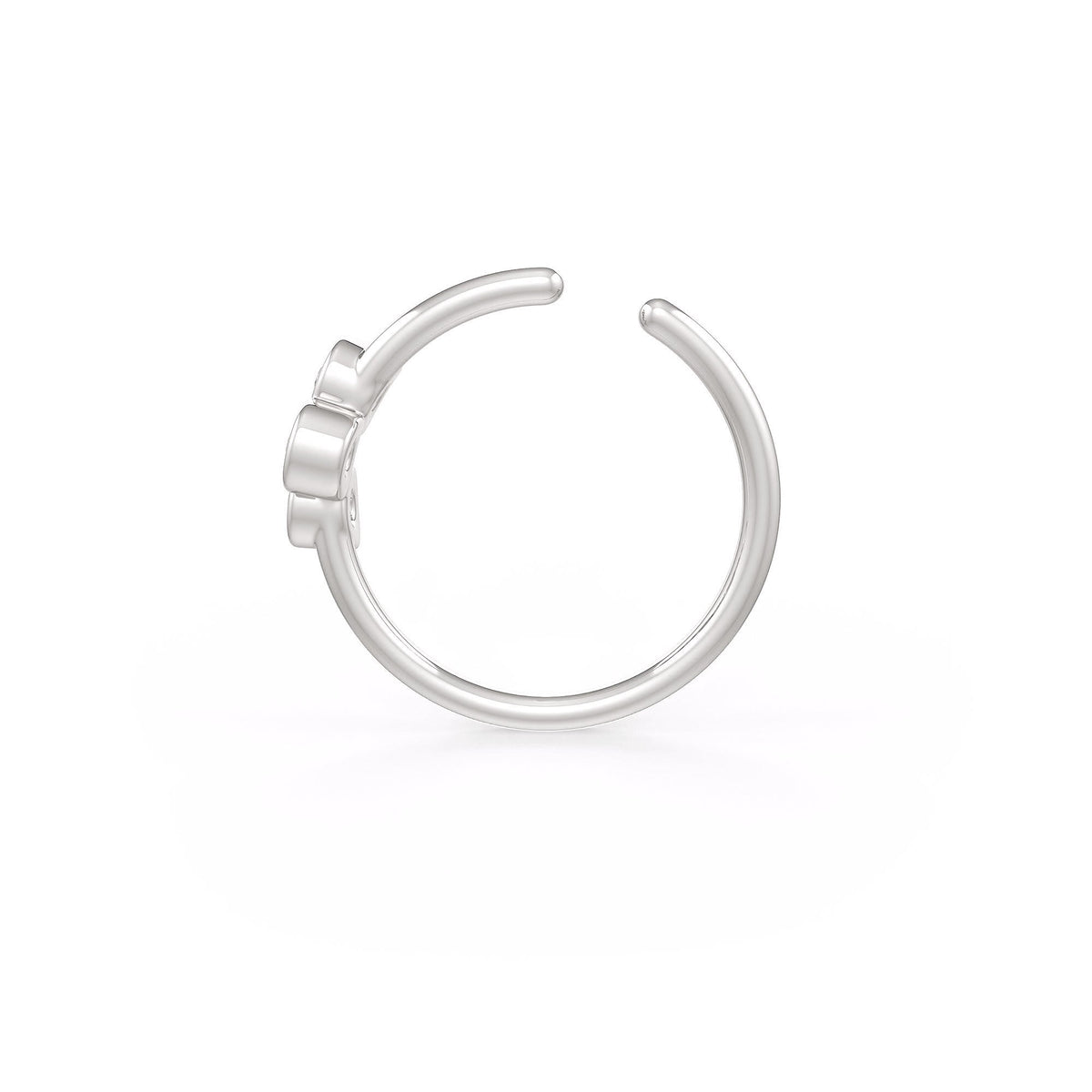 Skinny Diamond Nose Hoop Trilogy Ring 18ct White Gold