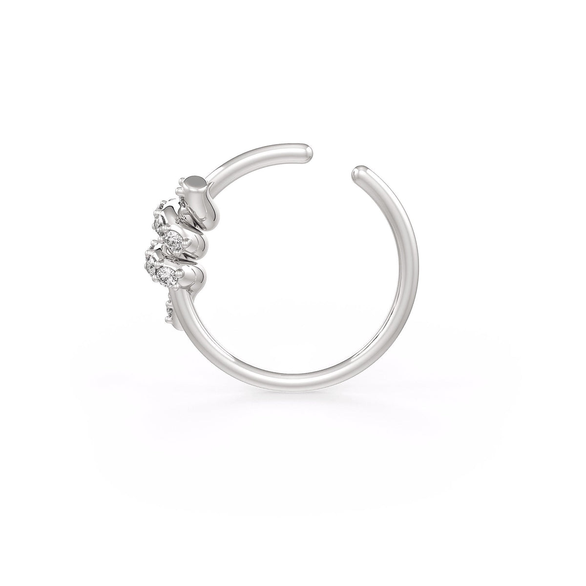 Elegant skinny knot diamond nose ring
