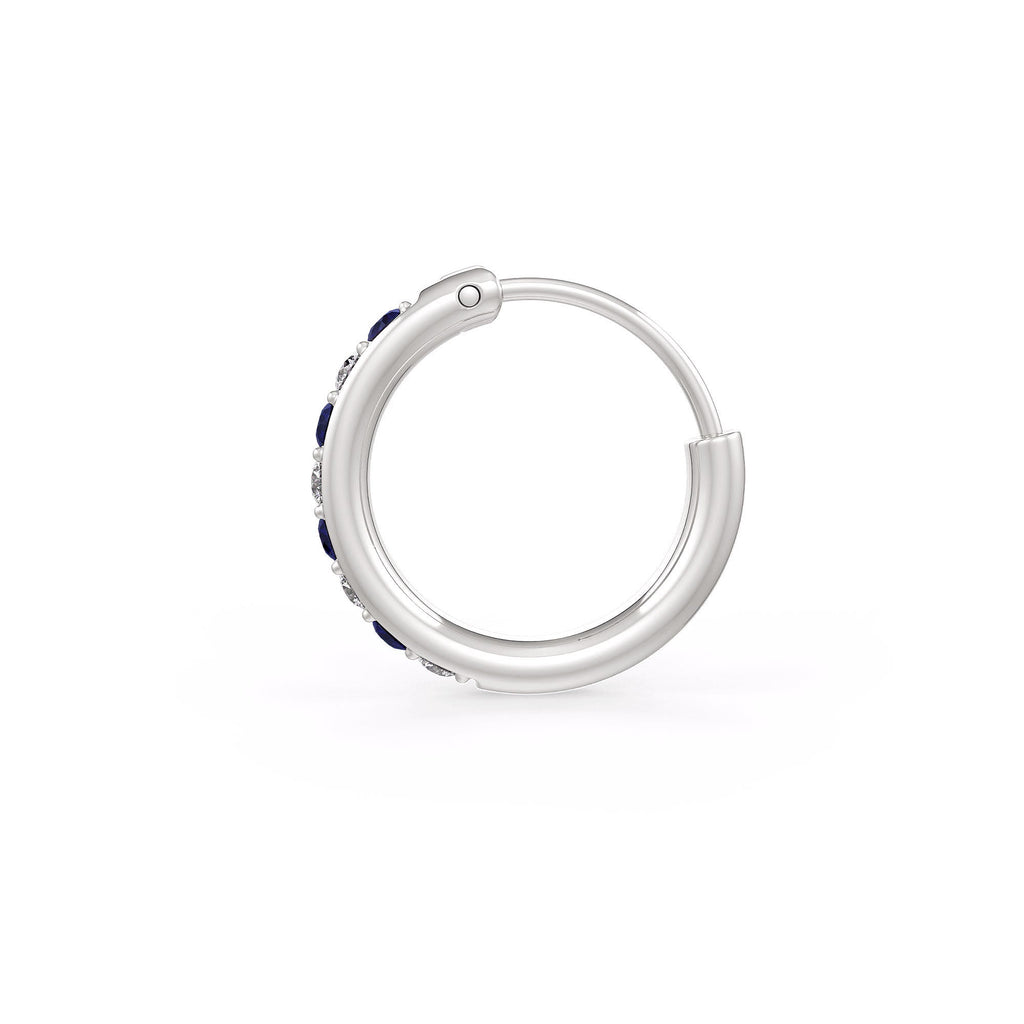 Sparkling skinny diamond sapphire nose hoop