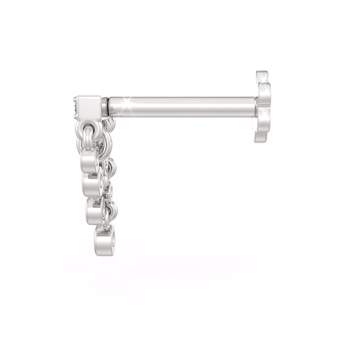 Elegant white gold nose stud with sparkling diamonds