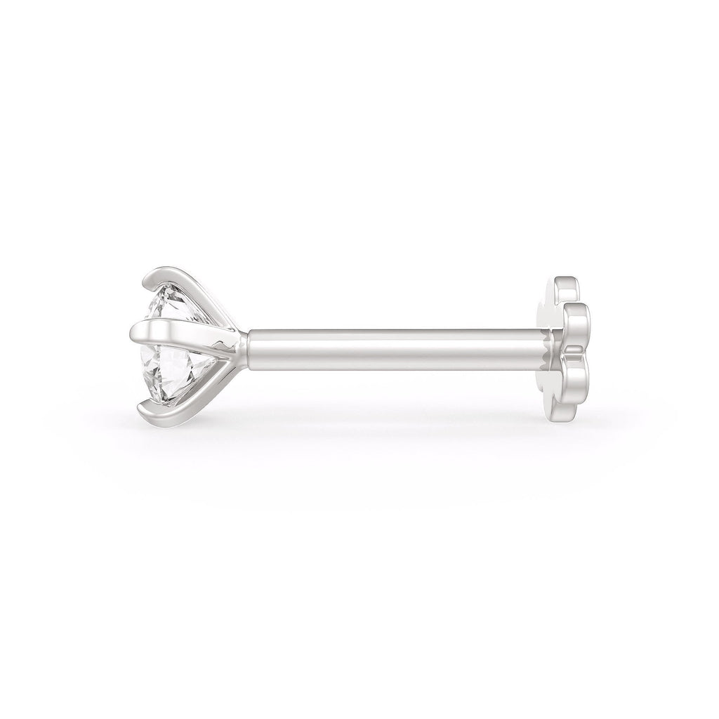 Solitaire Diamond Nose Stud 0.18ct Nasal Piercing 18ct White Gold Large Unisex