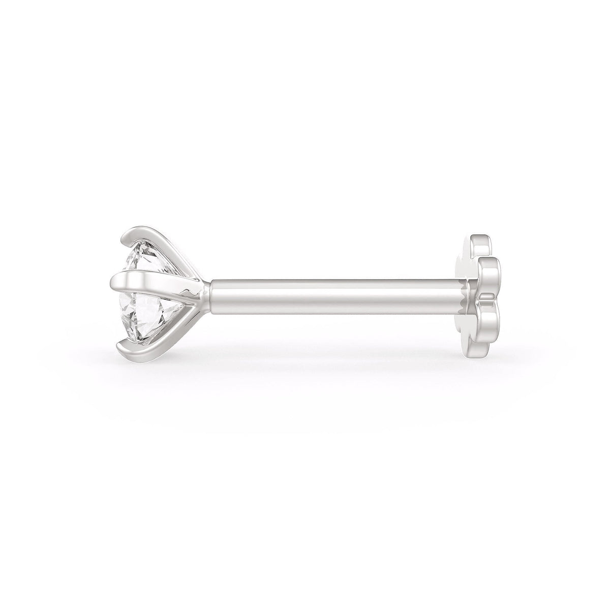 Solitaire Diamond Nose Stud 0.18ct Nasal Piercing 18ct White Gold Large Unisex