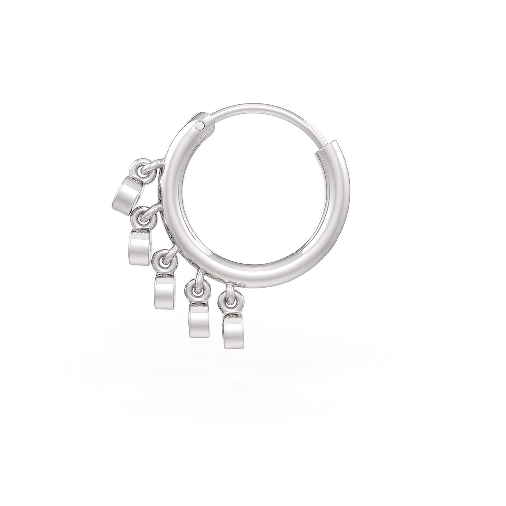 Diamond Nose Hoop Ring in 18ct White Gold Bezel Charms