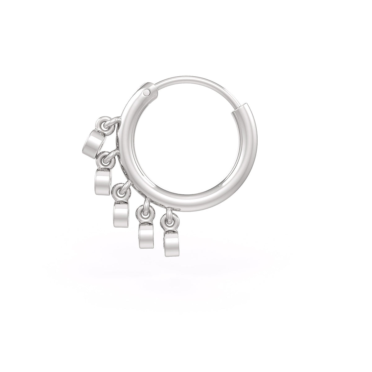 Diamond Nose Hoop Ring in 18ct White Gold Bezel Charms