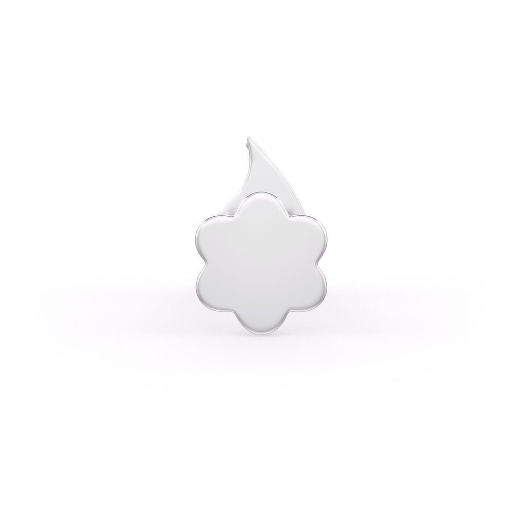 White flower-shaped stud on a white background