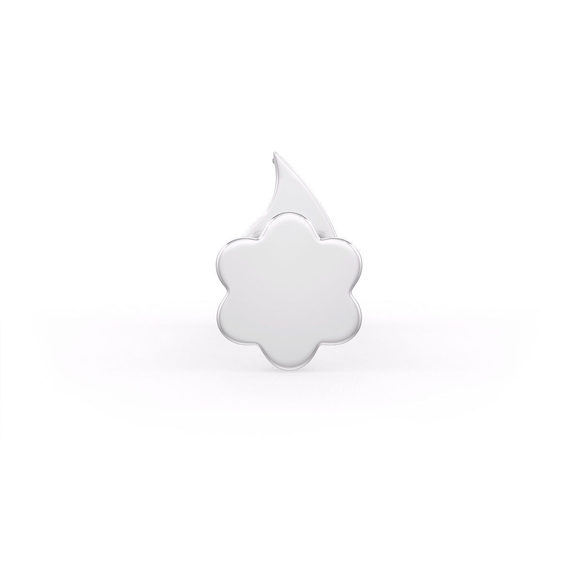 White flower-shaped stud on a white background