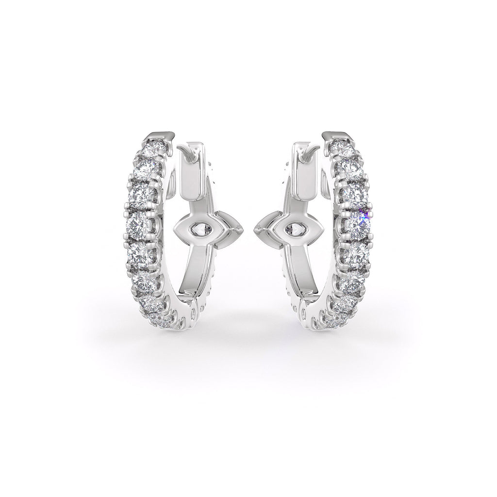Pair of hoop earrings with diamond accents
