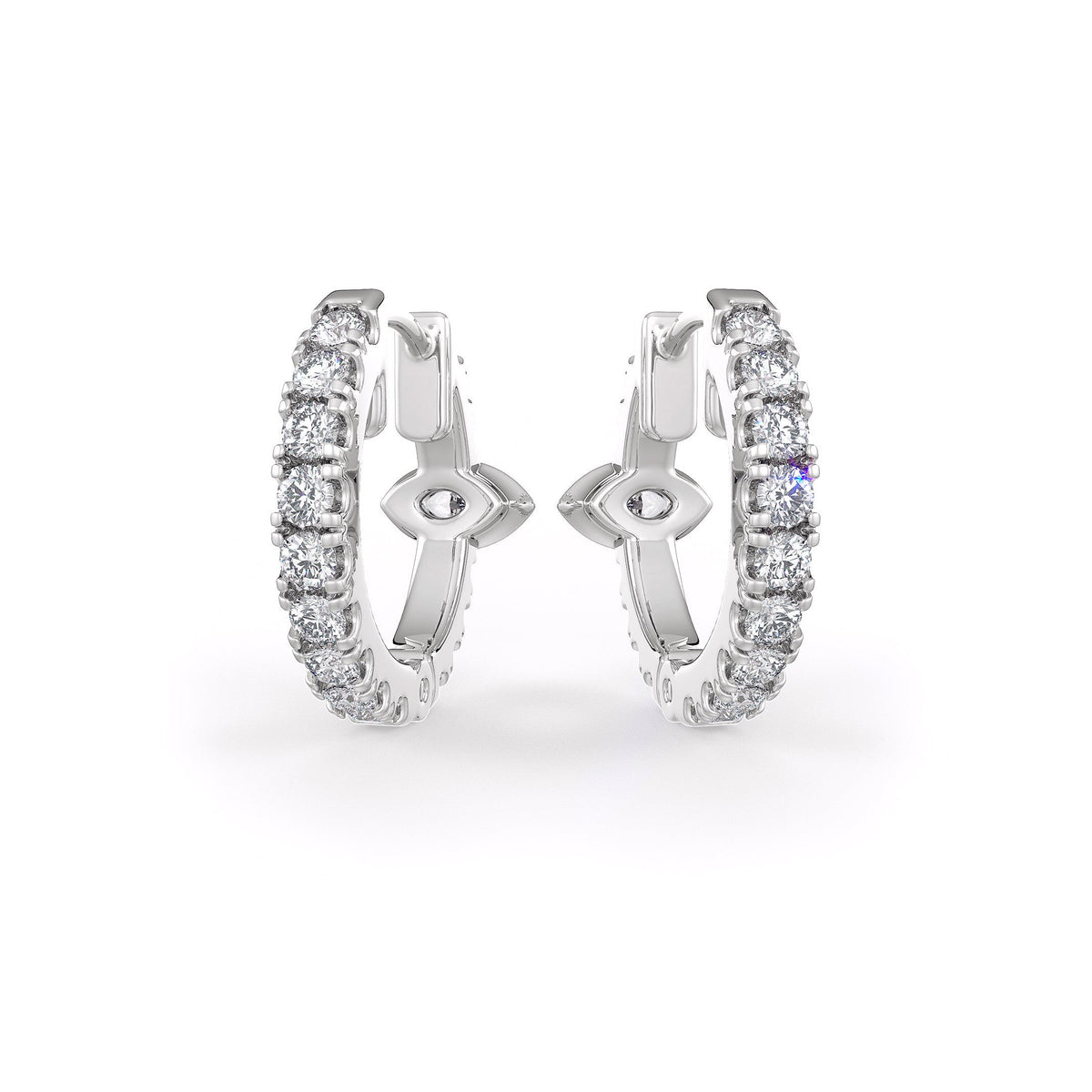 Pair of hoop earrings with diamond accents