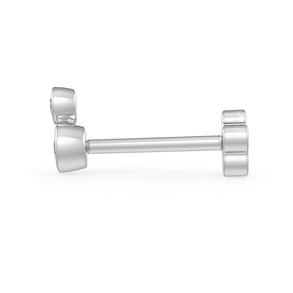Puce d'oreille à bille en or blanc 18 carats sertie d'un diamant de 0,20 carat, avec fermoir à vis.