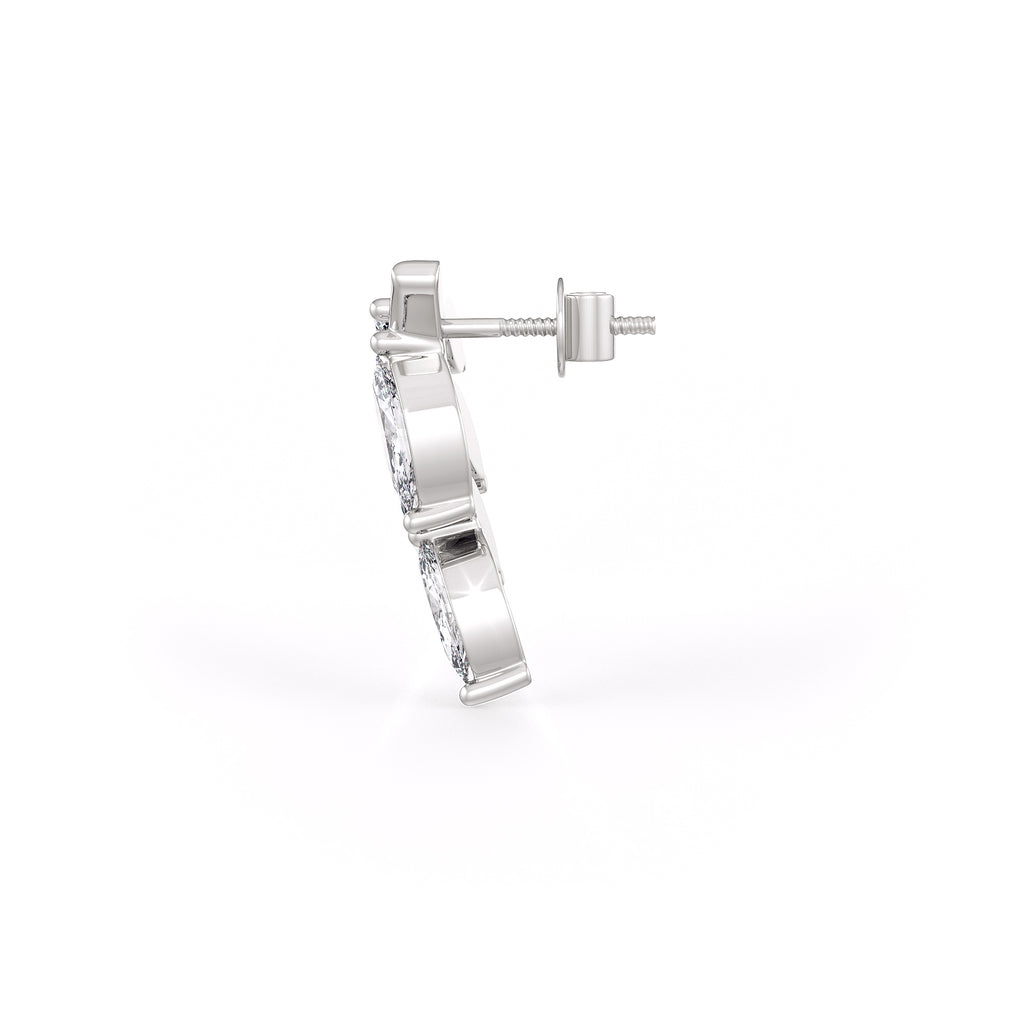 Marquise Leaf Diamond Stud Earrings