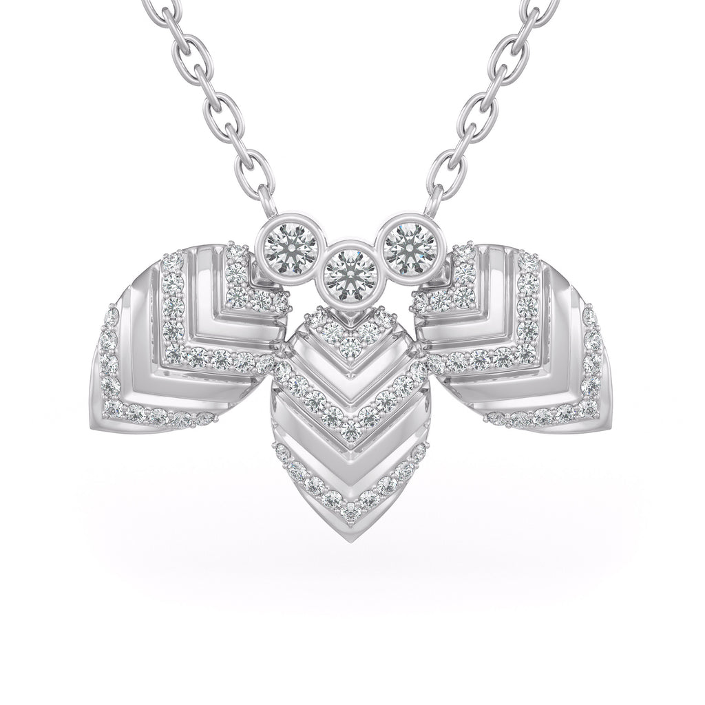 Collier en or blanc 18 carats serti de diamants 1,20 ct et orné de pétales de nénuphar.