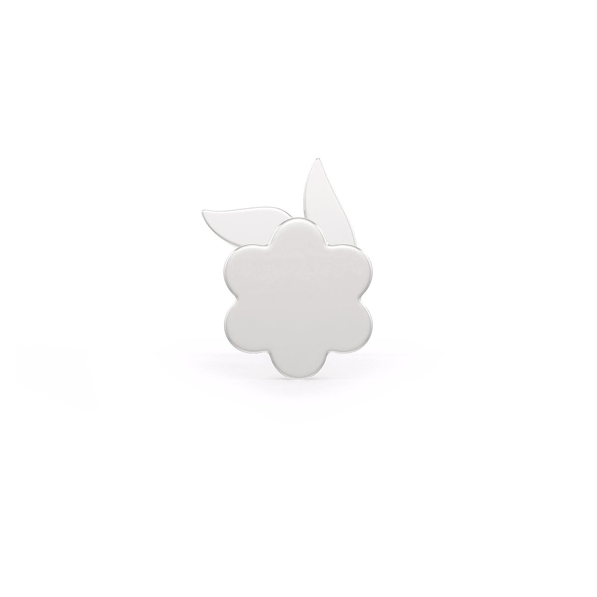 Back view of a delicate leaf inspired diamond nose stud