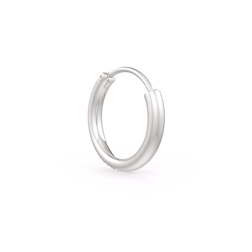 White gold slim hoop nose pin