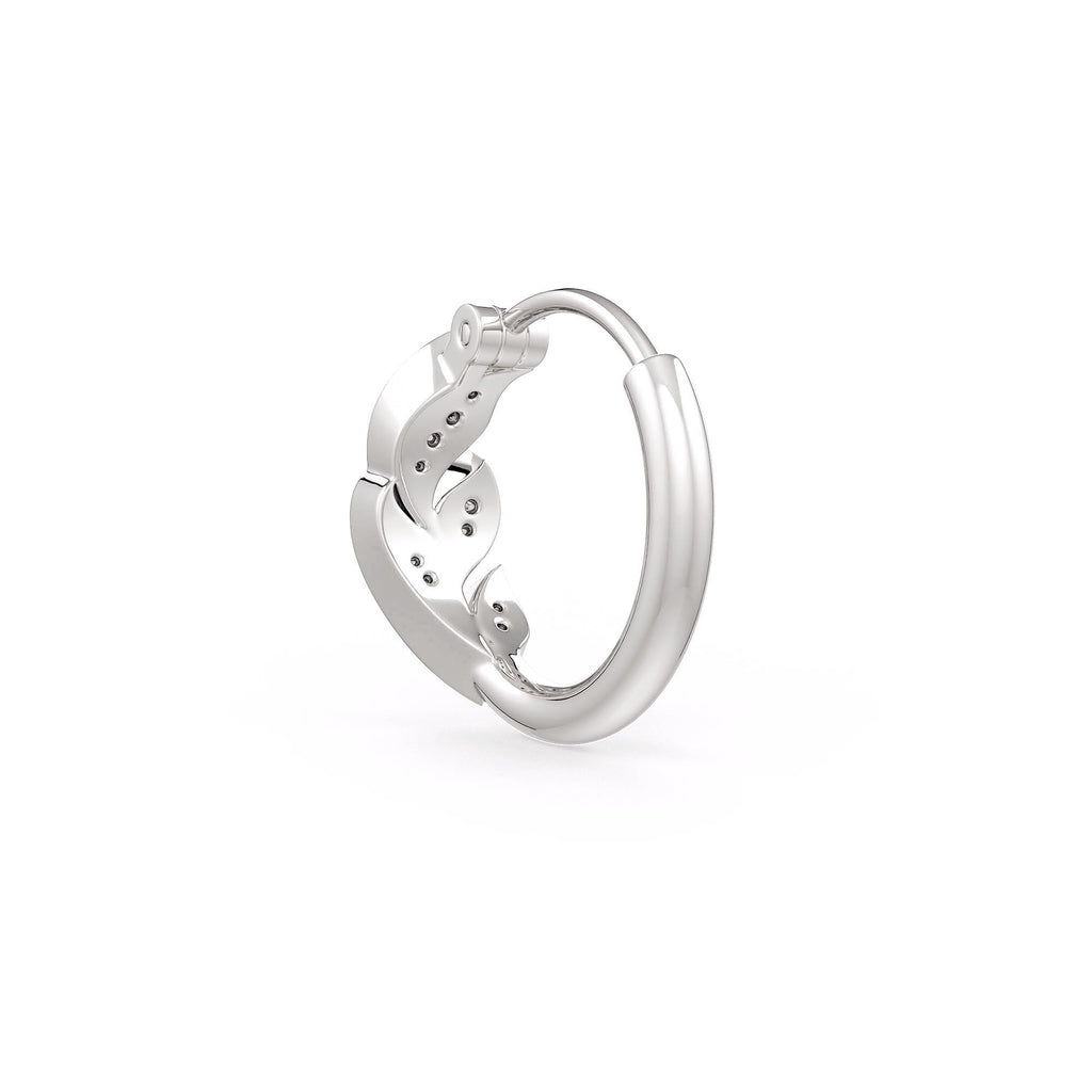 Elegant white gold diamond nose hoop