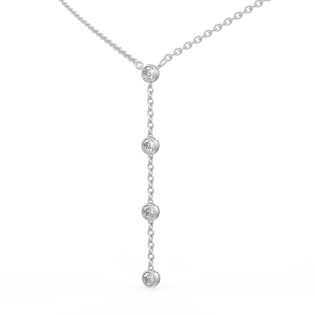 18ct white gold bespoke diamond lariat necklace
