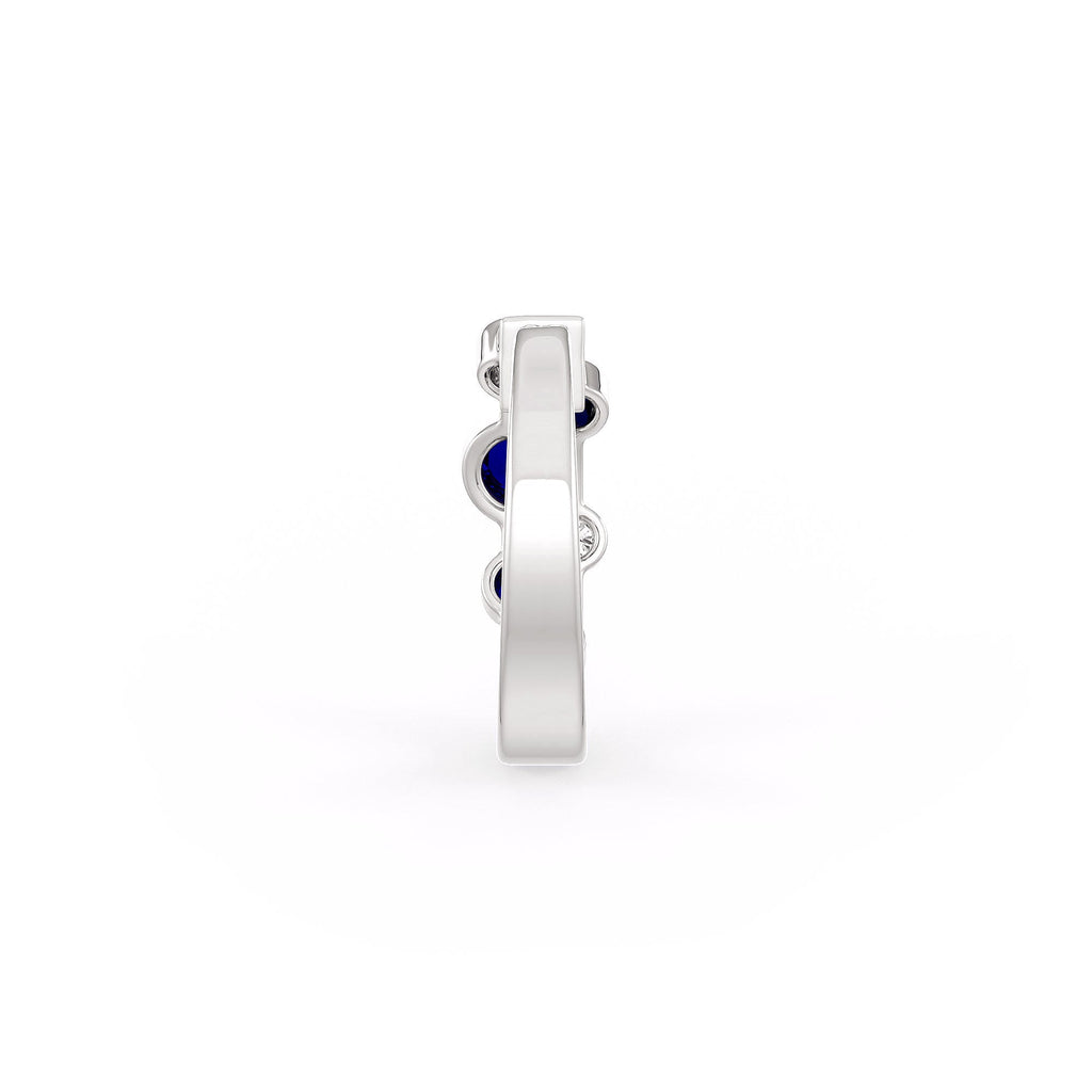 Diamond Sapphire Bubble Hoops Earrings 18ct White Gold