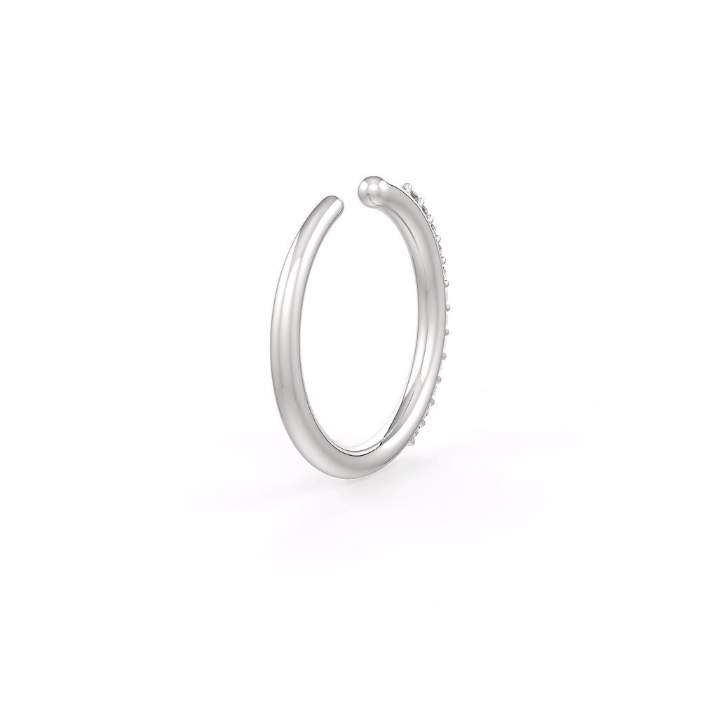 Diamond Skinny Nose Ring Eternity Hoop 18ct White Gold