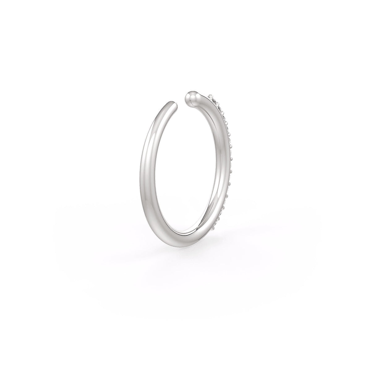 Diamond Skinny Nose Ring Eternity Hoop 18ct White Gold