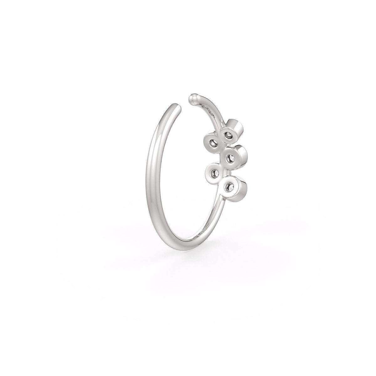18ct white gold bubble hoop with diamond detailing