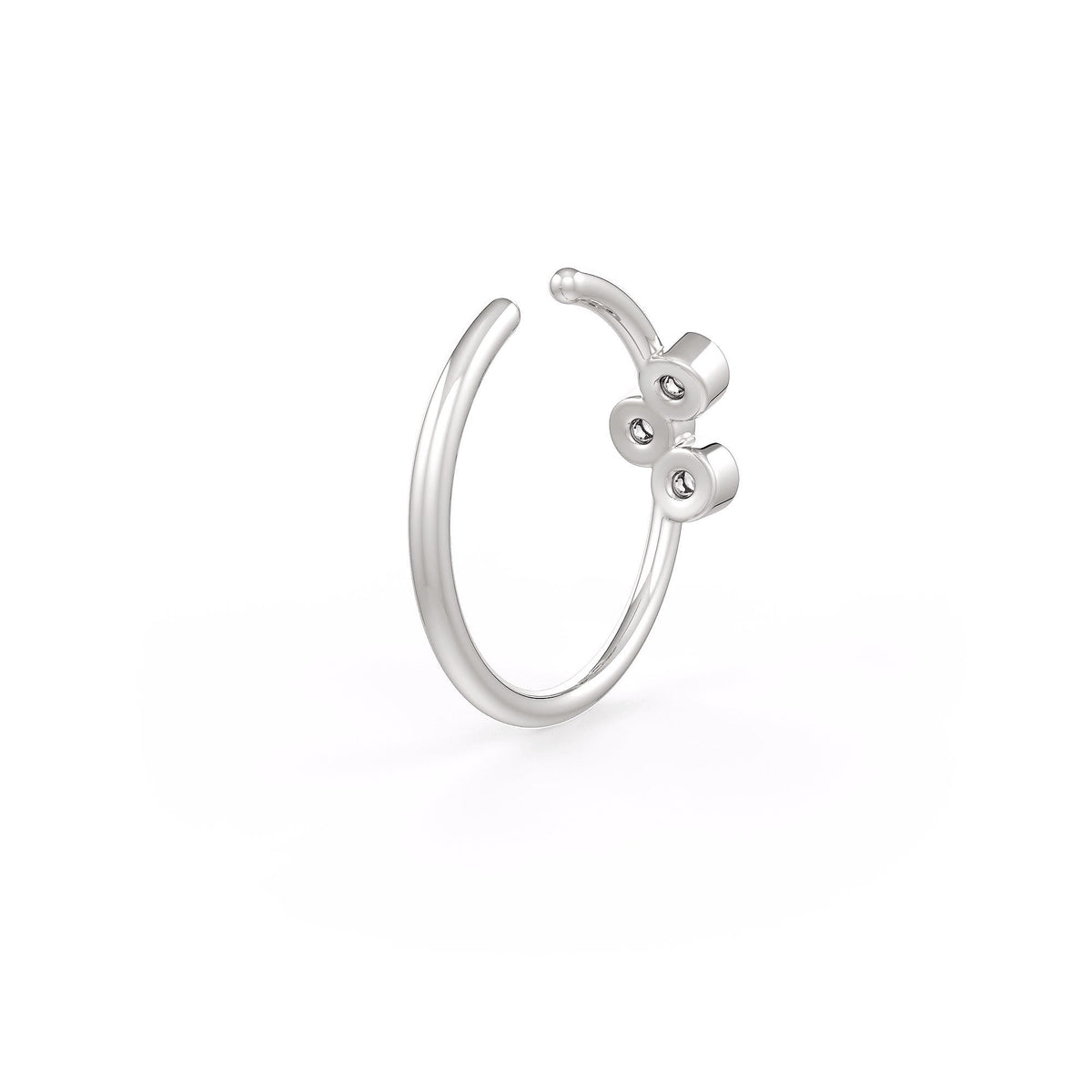 Skinny Diamond Nose Hoop Trilogy Ring 18ct White Gold