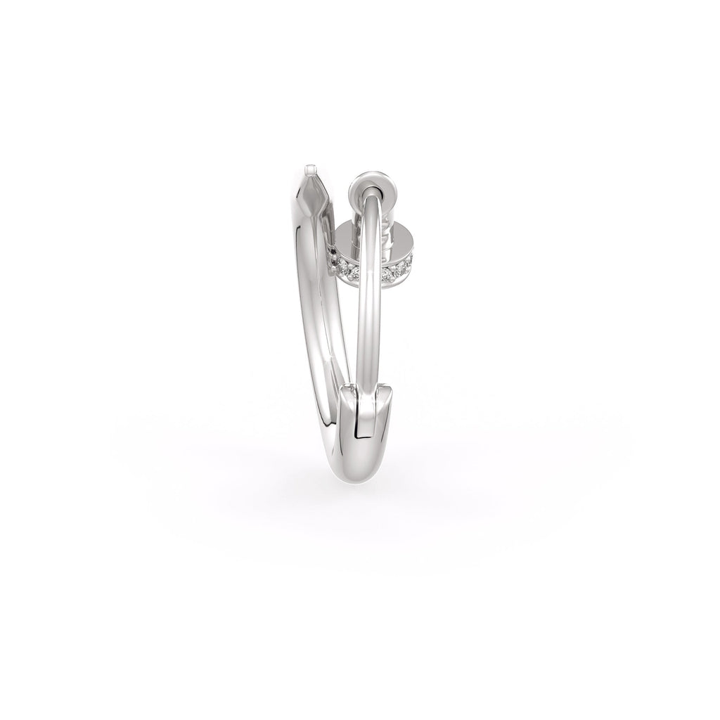 Diamond Nail Hoop Cartilage Earring 10mm in 18ct White Gold
