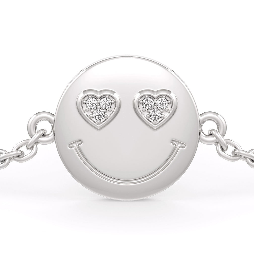18ct White Gold Emoji Smiley Diamond Bracelet Cervin Blanc