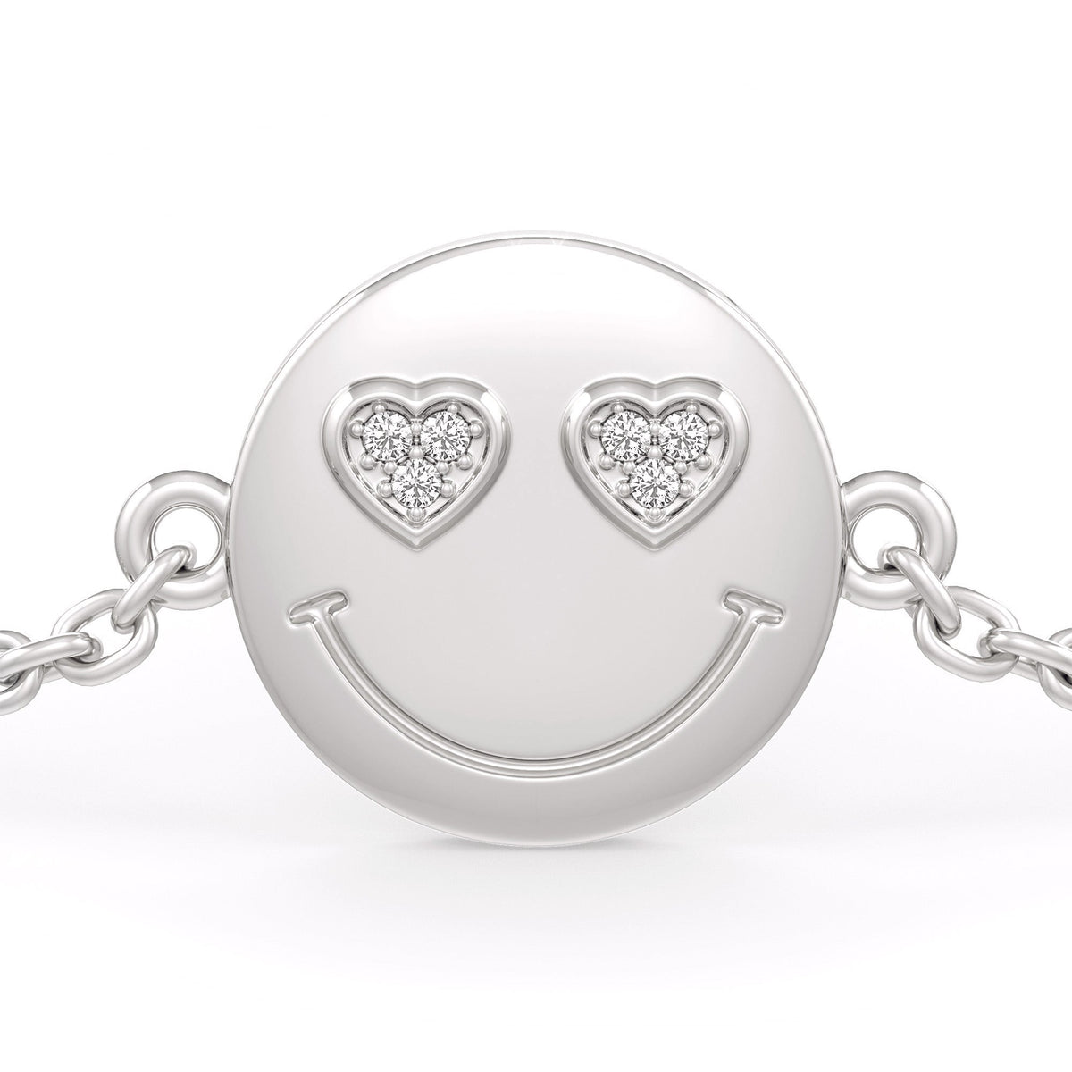 18ct White Gold Emoji Smiley Diamond Bracelet Cervin Blanc
