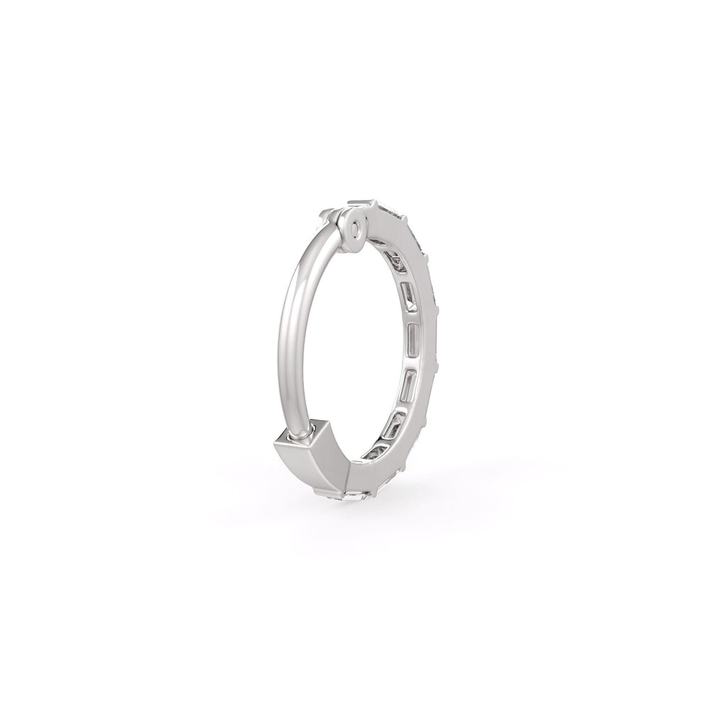 0.15ct baguette diamond hoop nose ring for everyday wear