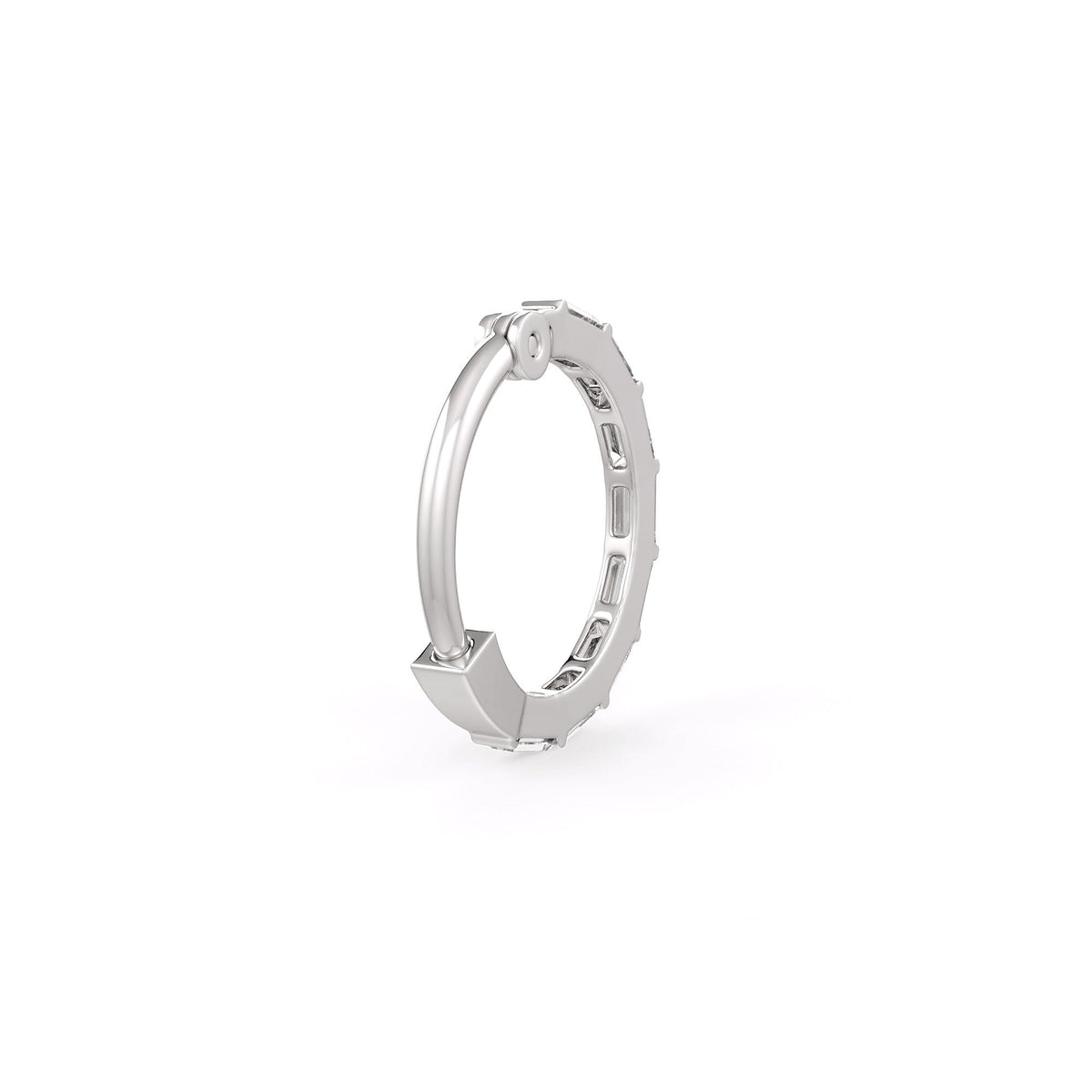 0.15ct baguette diamond hoop nose ring for everyday wear