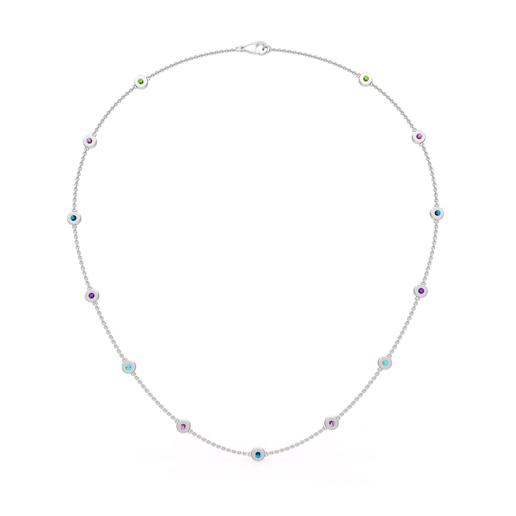 Luxury By Yard Necklace with Pink Sapphire and Topaz Gemstones