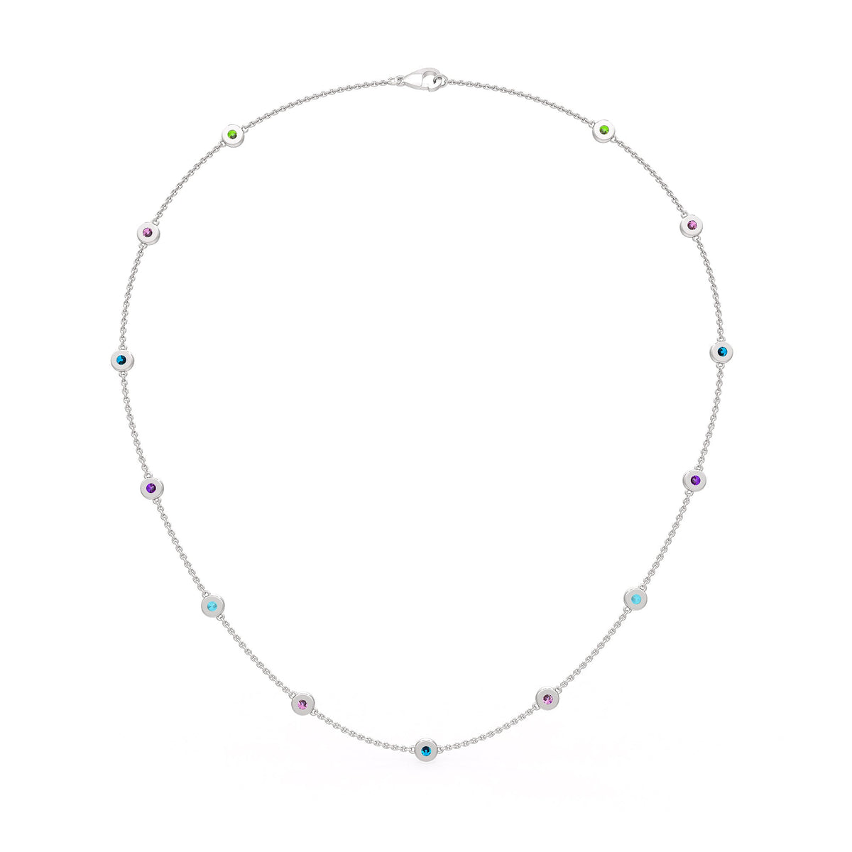 Luxury By Yard Necklace with Pink Sapphire and Topaz Gemstones