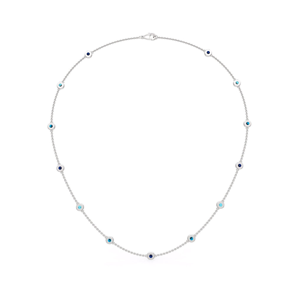 Multi gemstone necklace with Sapphire Topaz and Aquamarine