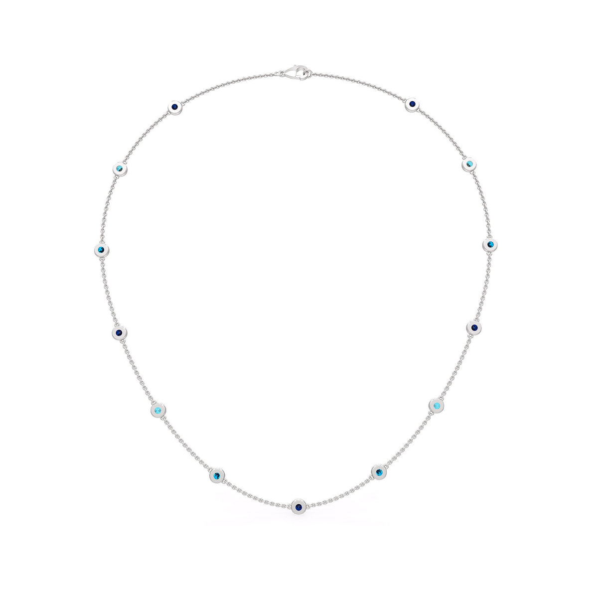 Multi gemstone necklace with Sapphire Topaz and Aquamarine