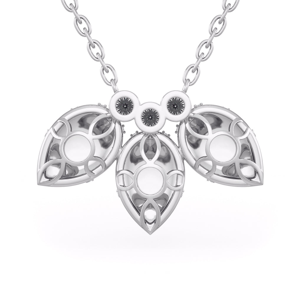 Collier en or blanc 18 carats serti de diamants 1,20 ct et orné de pétales de nénuphar.