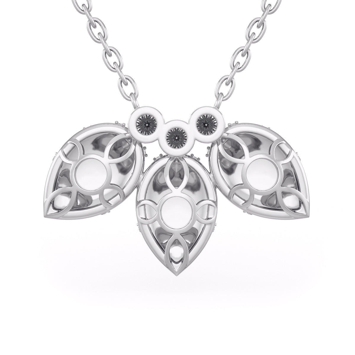 Collier en or blanc 18 carats serti de diamants 1,20 ct et orné de pétales de nénuphar.
